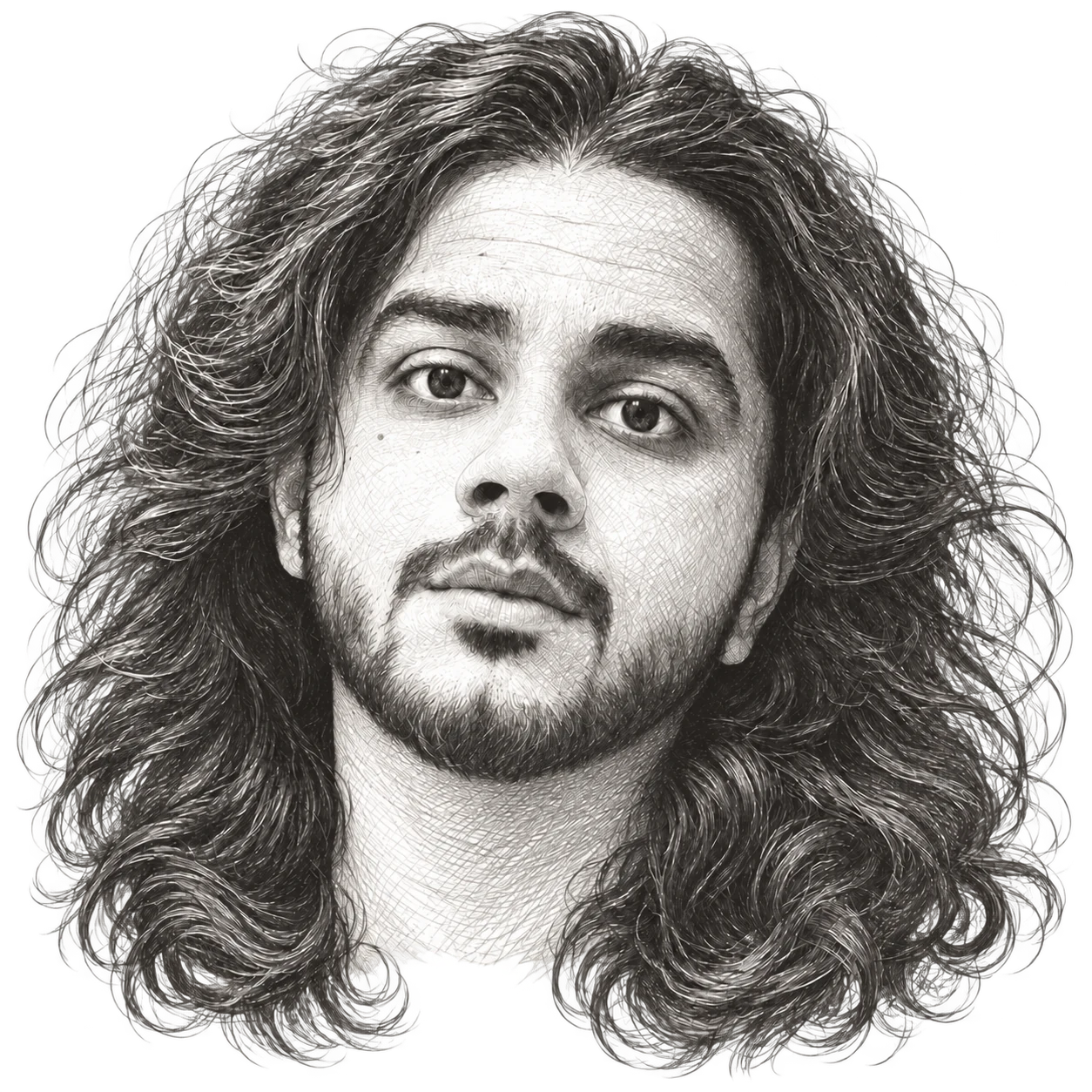 Fine-line engraved portrait of omi